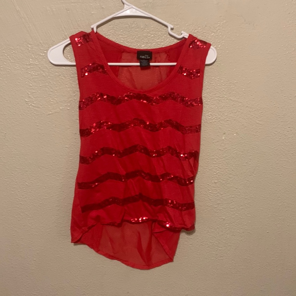Red Zig-Zag Striped Tank Top